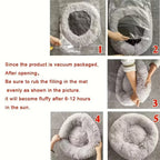Soft Pet Cat Bed Pad Plush Warm Faux Fur Dog Calm Bed Donut Round Bed Comfortable Sleeping Washable for Small Medium Dog and Cat