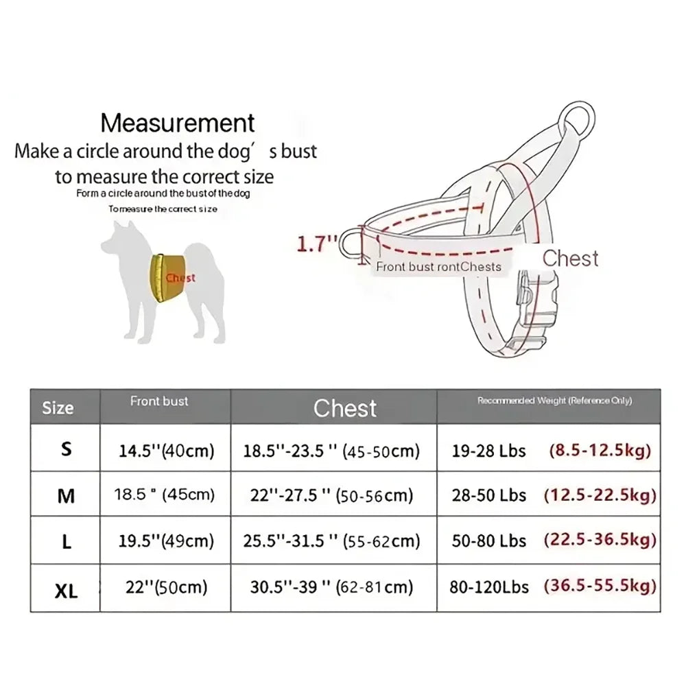 Tactical Dog Harness 1000D Nylon Adjustable Anti-Pull with Handle Reflective Vest for Large Dogs Outdoor Training
