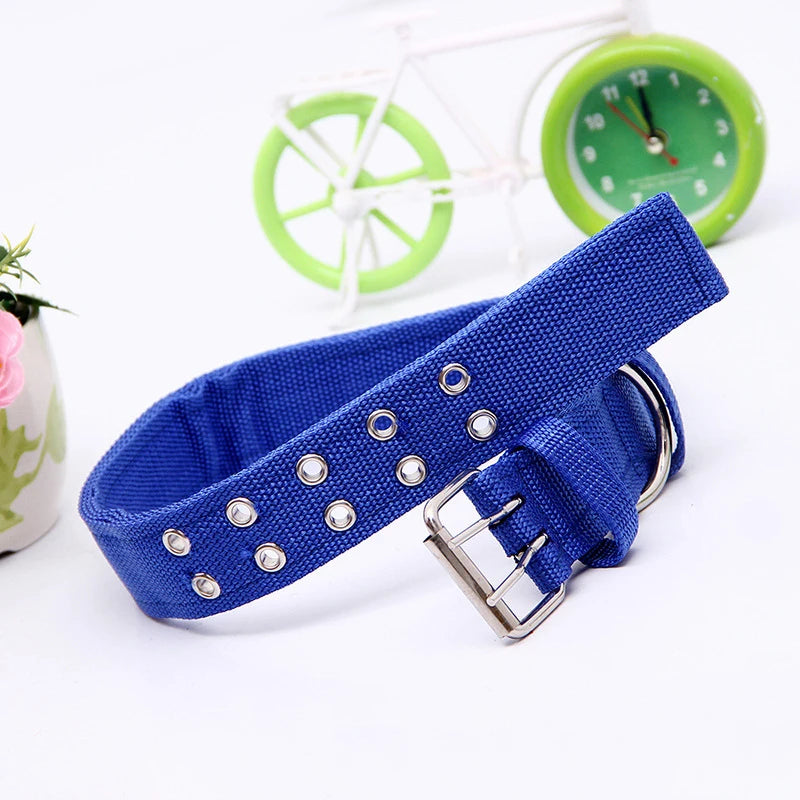 Durable Nylon Dog Collars for Large Dogs Heavy Duty Military Thick Wide Tactical Pet Collar with 2 Rows Metal Buckle