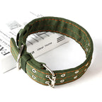 Durable Nylon Dog Collars for Large Dogs Heavy Duty Military Thick Wide Tactical Pet Collar with 2 Rows Metal Buckle