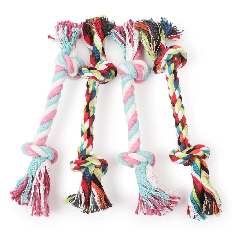 Random Color Pet Dog Toy Bite Rope Double Knot Cotton Rope Funny Cat Toy Bite Resistant and Sharp Teeth Pet Supplies Puppy Toys