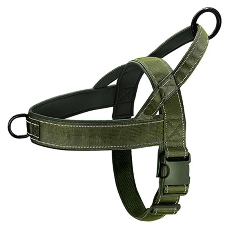 Tactical Dog Harness 1000D Nylon Adjustable Anti-Pull with Handle Reflective Vest for Large Dogs Outdoor Training