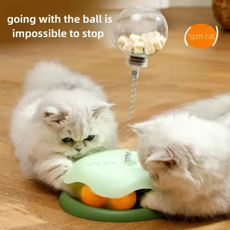 Pet Cat Toys Slow Feeder Food Leaking Ball Turntable 360° Rotation Smooth Round Fun Gameplay Relieves Boredom For Cats