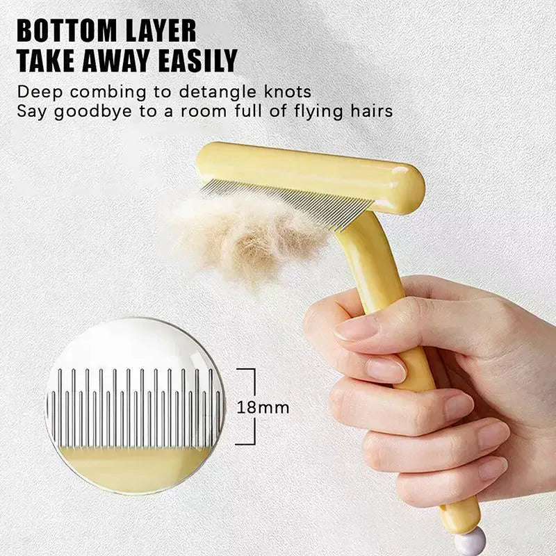 Pet Grooming Undercoat Rake 20 Degree Tilted Design Rounded Smooth Teeth For Cats Dogs Daily Home Grooming