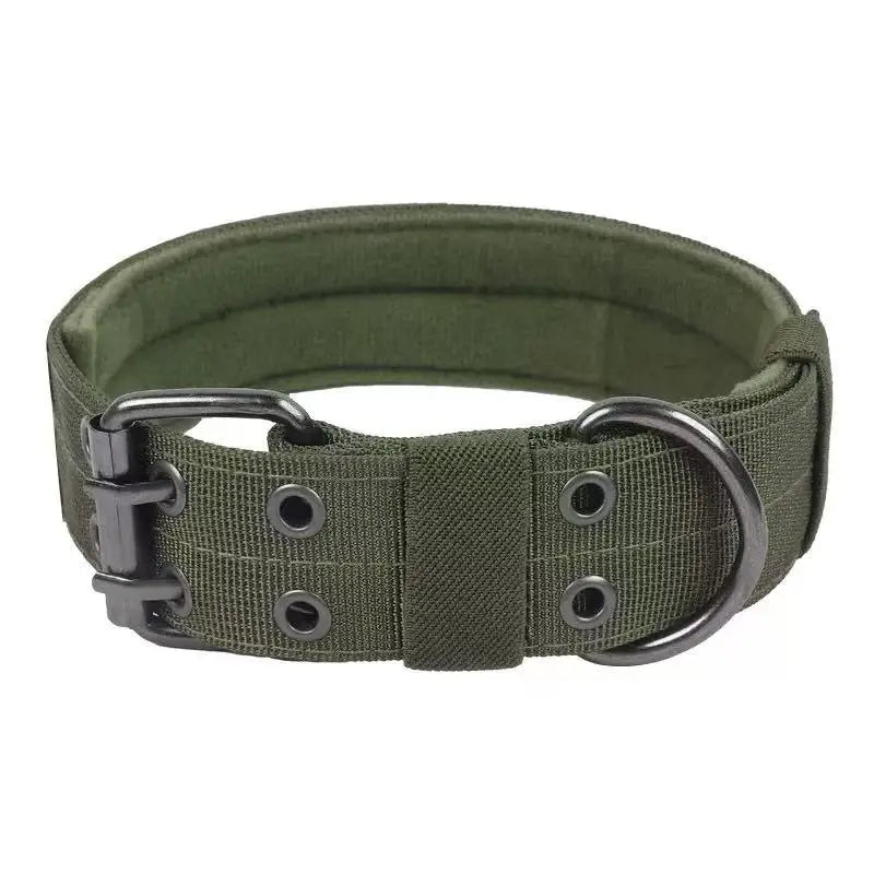 Outdoor Adjustable Military Dog Collar Traction Rope Metal D-Ring and Buckle Working Dog Collar Five-Level for Medium and Large