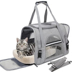 Pet Carrier Bag Airline Approved Up for Cats and Dogs Up to 20LBs, Soft Cat Carrier Dog Carrier Travel Kitten Carrier with Mat