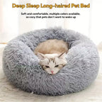 Soft Pet Cat Bed Pad Plush Warm Faux Fur Dog Calm Bed Donut Round Bed Comfortable Sleeping Washable for Small Medium Dog and Cat
