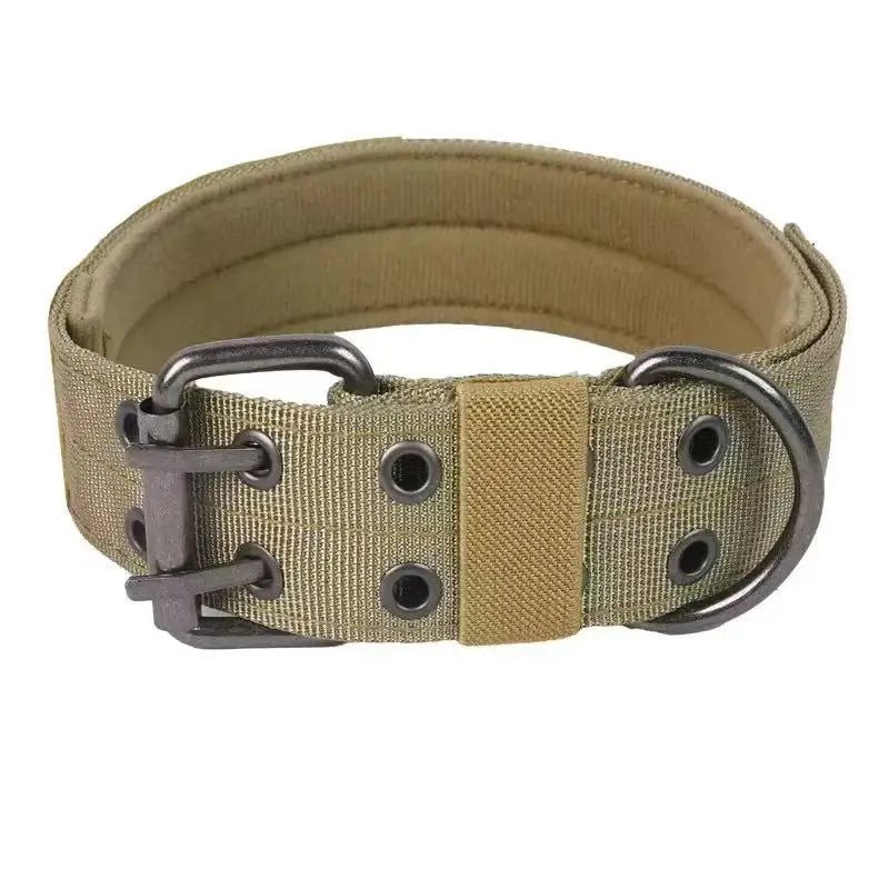 Outdoor Adjustable Military Dog Collar Traction Rope Metal D-Ring and Buckle Working Dog Collar Five-Level for Medium and Large