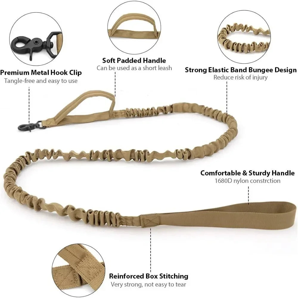 Tactical Dog Collar, Heavy Duty Nylon Collar with Metal Buckle & D Ring, Adjustable Training Collar for Medium Large Dogs