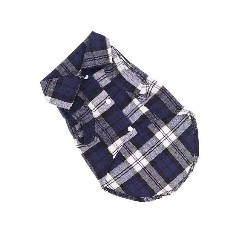 Summer Thin Plaid Dog Shirt Breathable Polyester Pet Shirt Puppy Clothes For Small Dogs Cats Bichon Teddy Pomeranian Chihuahua