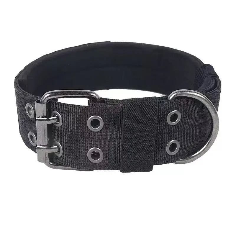 Outdoor Adjustable Military Dog Collar Traction Rope Metal D-Ring and Buckle Working Dog Collar Five-Level for Medium and Large