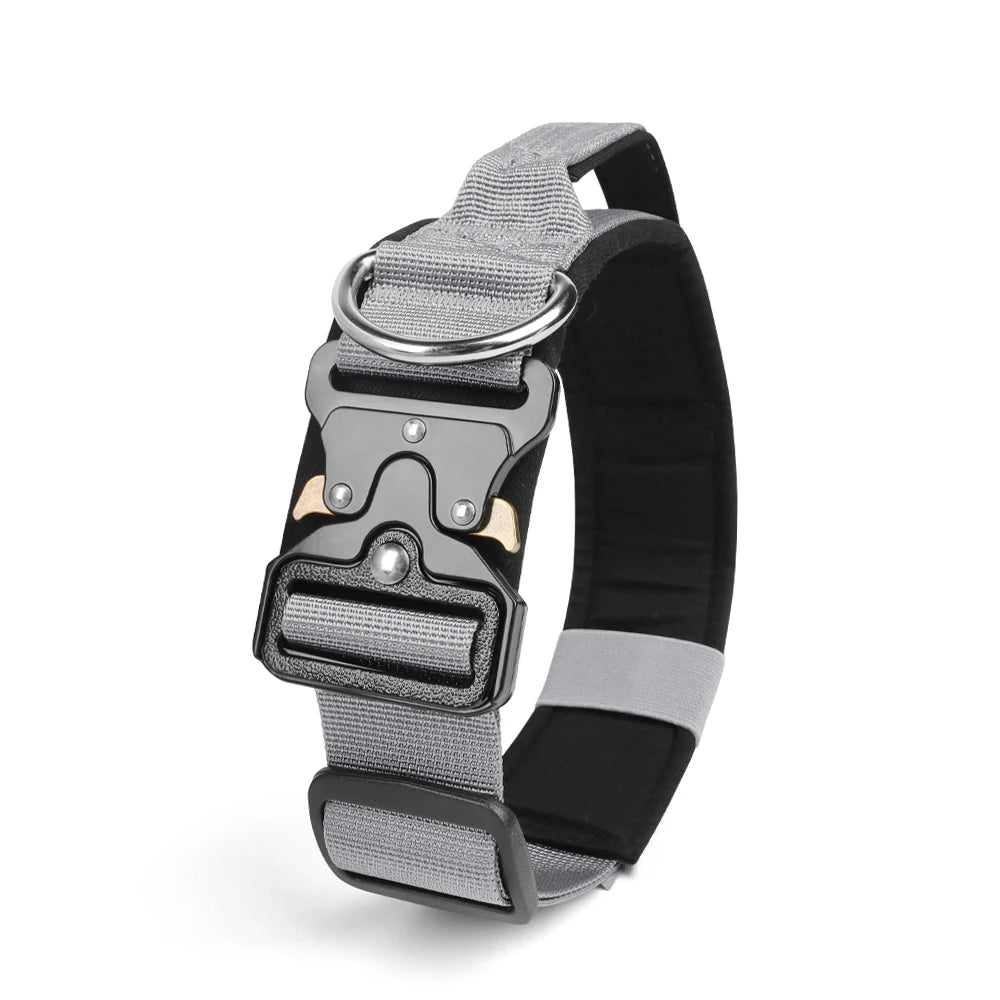 Durable Metal Buckle Pet Collars for Medium Large Dogs Solid Nylon Big Dog Collar with Handle Greyhound Mascotas Accessories