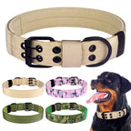 Tactical Dog Collar, Heavy Duty Nylon Dog Collar with Double Buckle, Adjustable Military Dog Collar for Medium Large Dogs