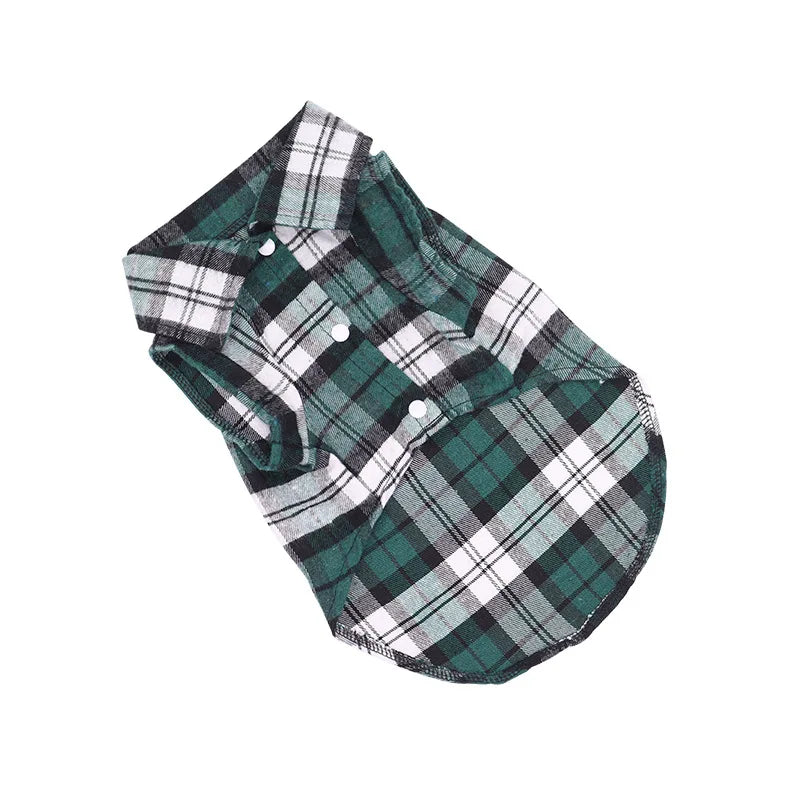 Summer Thin Plaid Dog Shirt Breathable Polyester Pet Shirt Puppy Clothes For Small Dogs Cats Bichon Teddy Pomeranian Chihuahua