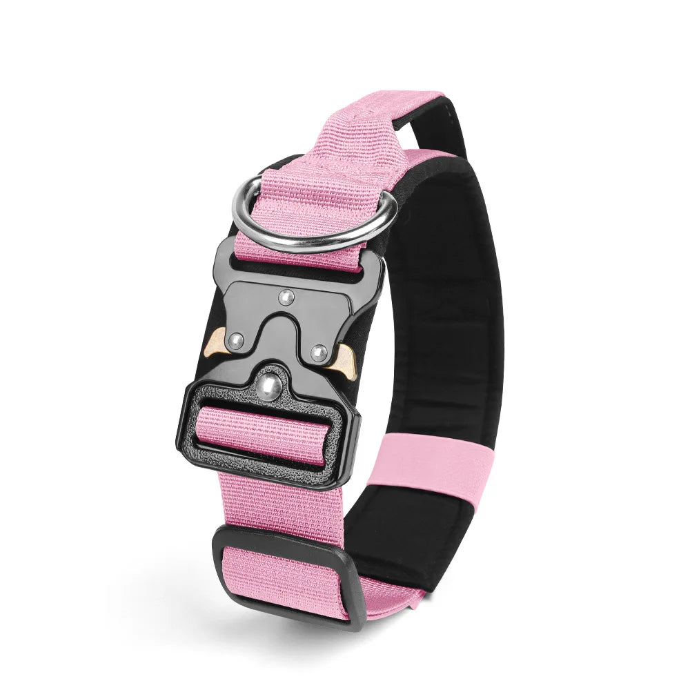 Durable Metal Buckle Pet Collars for Medium Large Dogs Solid Nylon Big Dog Collar with Handle Greyhound Mascotas Accessories