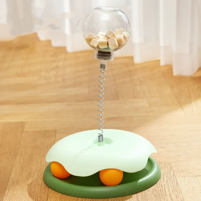 Pet Cat Toys Slow Feeder Food Leaking Ball Turntable 360° Rotation Smooth Round Fun Gameplay Relieves Boredom For Cats