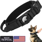 Tactical AirTag Dog Collar, with AirTag Holder and Handle Military Dog Metal Buckle Adjustable GPS Collar for Medium Large Dogs