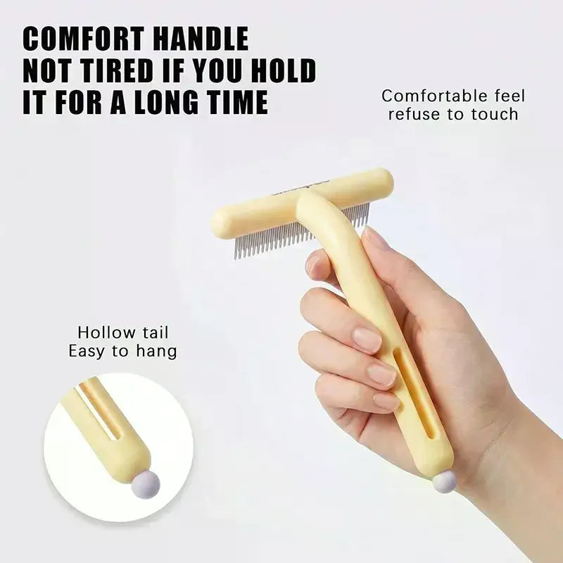 Pet Grooming Undercoat Rake 20 Degree Tilted Design Rounded Smooth Teeth For Cats Dogs Daily Home Grooming
