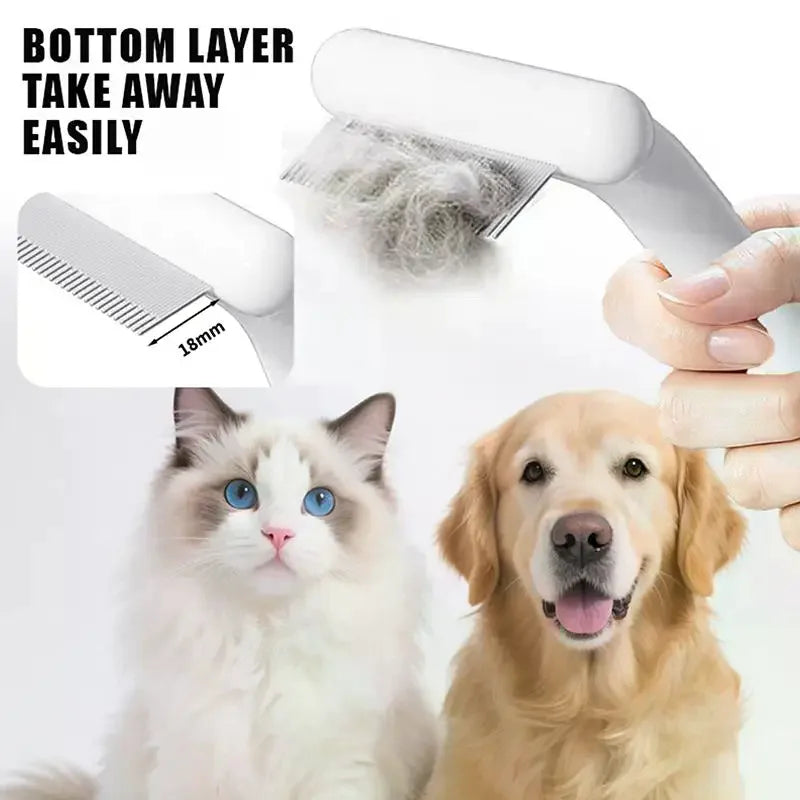 Pet Grooming Undercoat Rake 20 Degree Tilted Design Rounded Smooth Teeth For Cats Dogs Daily Home Grooming