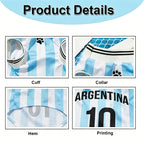 Argentina #10 Pet Dog/Cat Football Jersey, Striped With English Numbers & Letters Print, Ribbed Cuffs & Hem, Pet Vest For Breeds