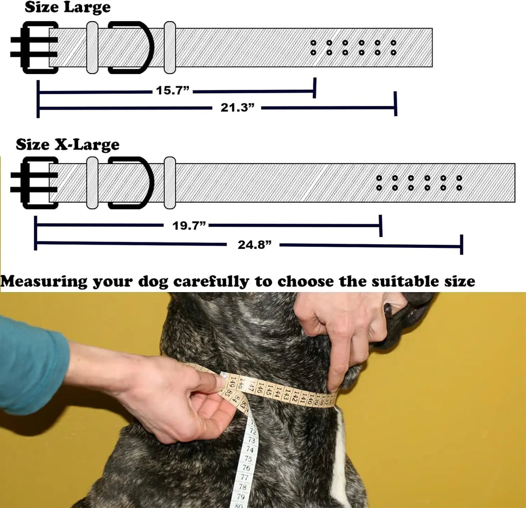 Durable Nylon Dog Collars for Large Dogs Heavy Duty Military Thick Wide Tactical Pet Collar with 2 Rows Metal Buckle