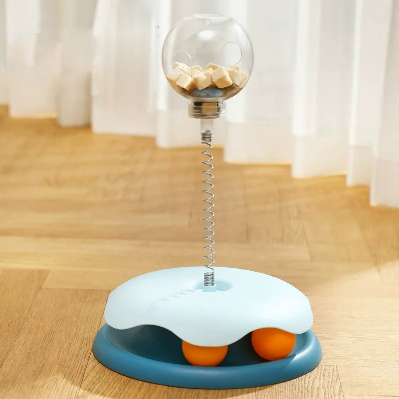 Pet Cat Toys Slow Feeder Food Leaking Ball Turntable 360° Rotation Smooth Round Fun Gameplay Relieves Boredom For Cats