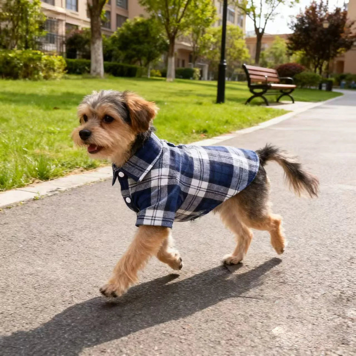 Summer Thin Plaid Dog Shirt Breathable Polyester Pet Shirt Puppy Clothes For Small Dogs Cats Bichon Teddy Pomeranian Chihuahua