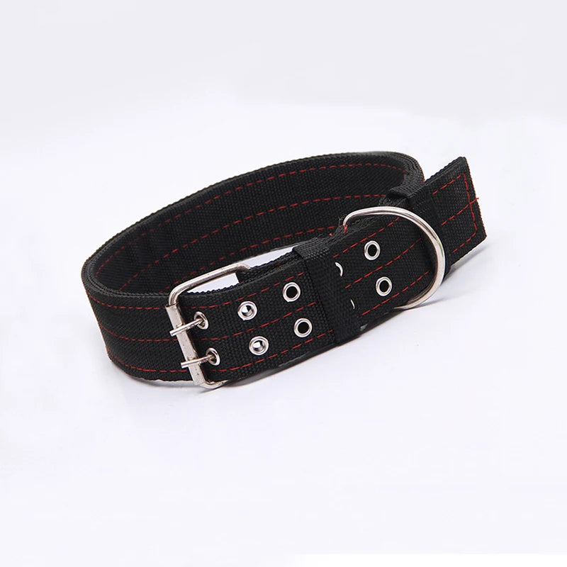Durable Nylon Dog Collars for Large Dogs Heavy Duty Military Thick Wide Tactical Pet Collar with 2 Rows Metal Buckle
