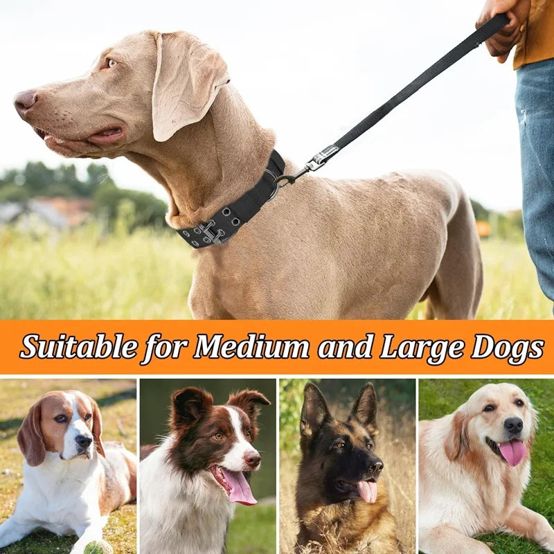 Dog Collar Durable Adjustable Military Pet Collar Tactical Leash Set Nylon Collar Medium Large Dog Shepherd Training Accessories