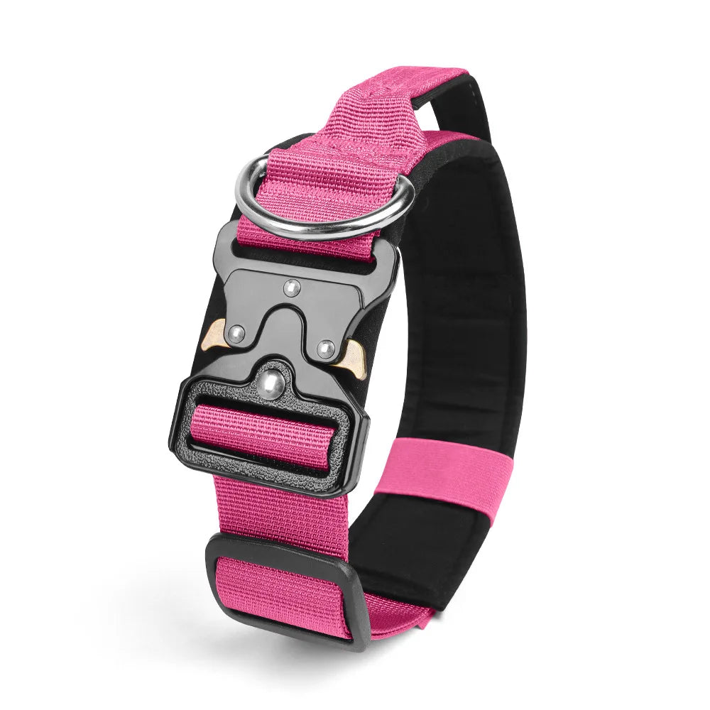 Durable Metal Buckle Pet Collars for Medium Large Dogs Solid Nylon Big Dog Collar with Handle Greyhound Mascotas Accessories