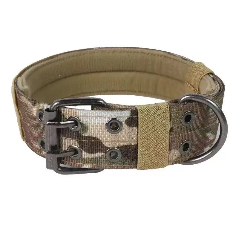 Outdoor Adjustable Military Dog Collar Traction Rope Metal D-Ring and Buckle Working Dog Collar Five-Level for Medium and Large