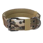 Outdoor Adjustable Military Dog Collar Traction Rope Metal D-Ring and Buckle Working Dog Collar Five-Level for Medium and Large