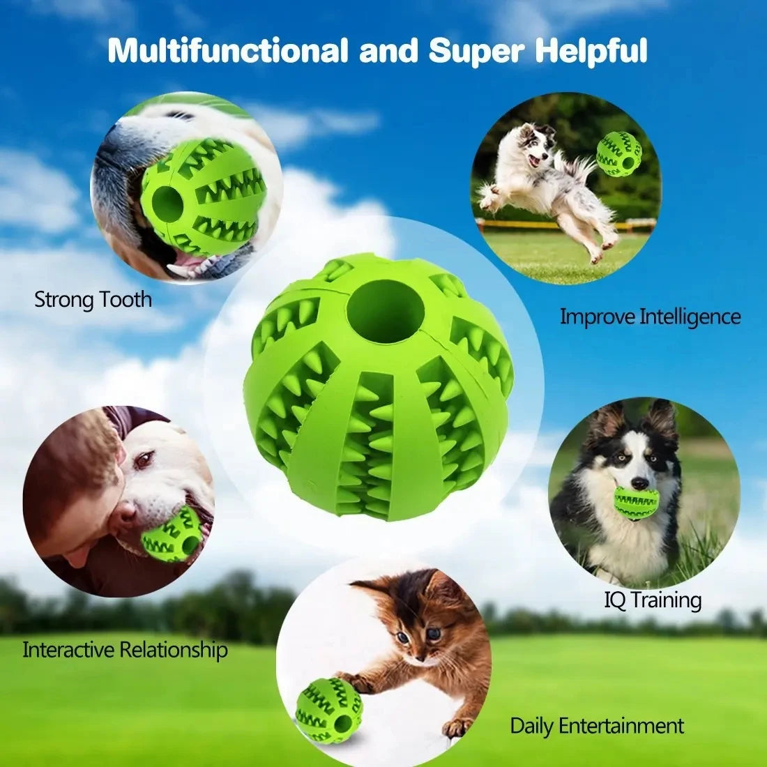 Pet Dog Toys Toy Funny Interactive Elasticity Soft Ball Dog Chew Toy For Dog Tooth Clean Ball Food Extra-tough Rubber Ball Dogs