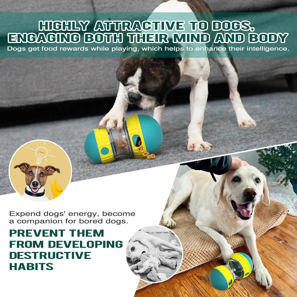 Pet Food Dispenser，Adjustable Distribution Ball，Sturdy Slow Feeding Puppy Reinforcement Training Toy，Pet Interactive Chasing Toy