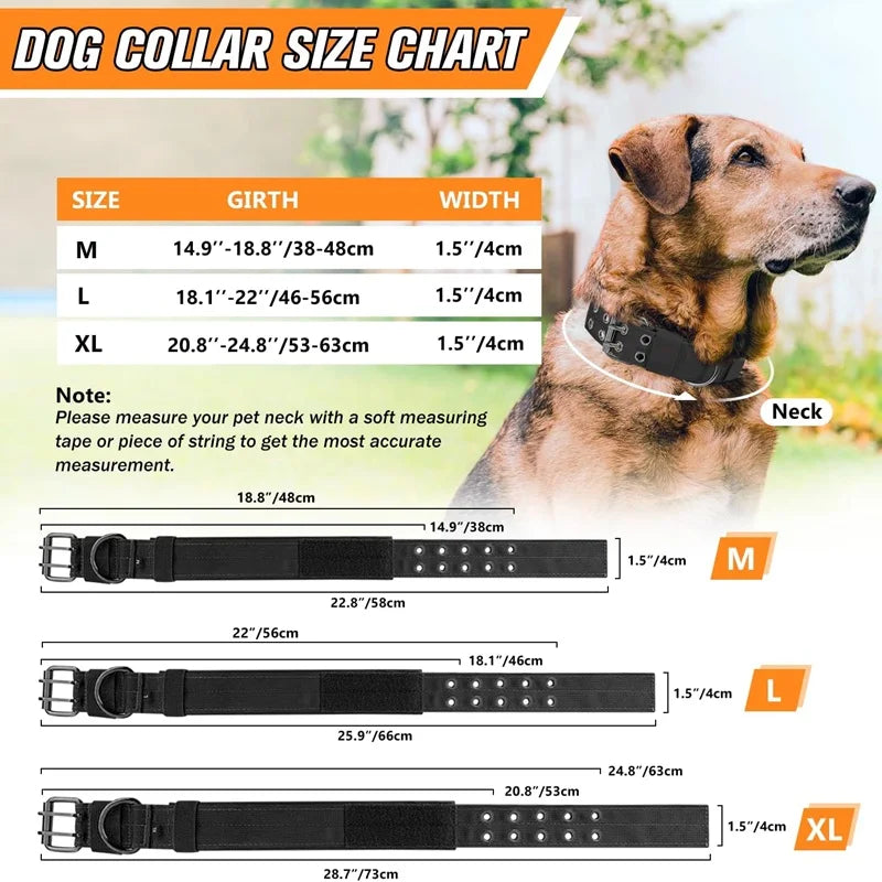 Dog Collar Durable Adjustable Military Pet Collar Tactical Leash Set Nylon Collar Medium Large Dog Shepherd Training Accessories