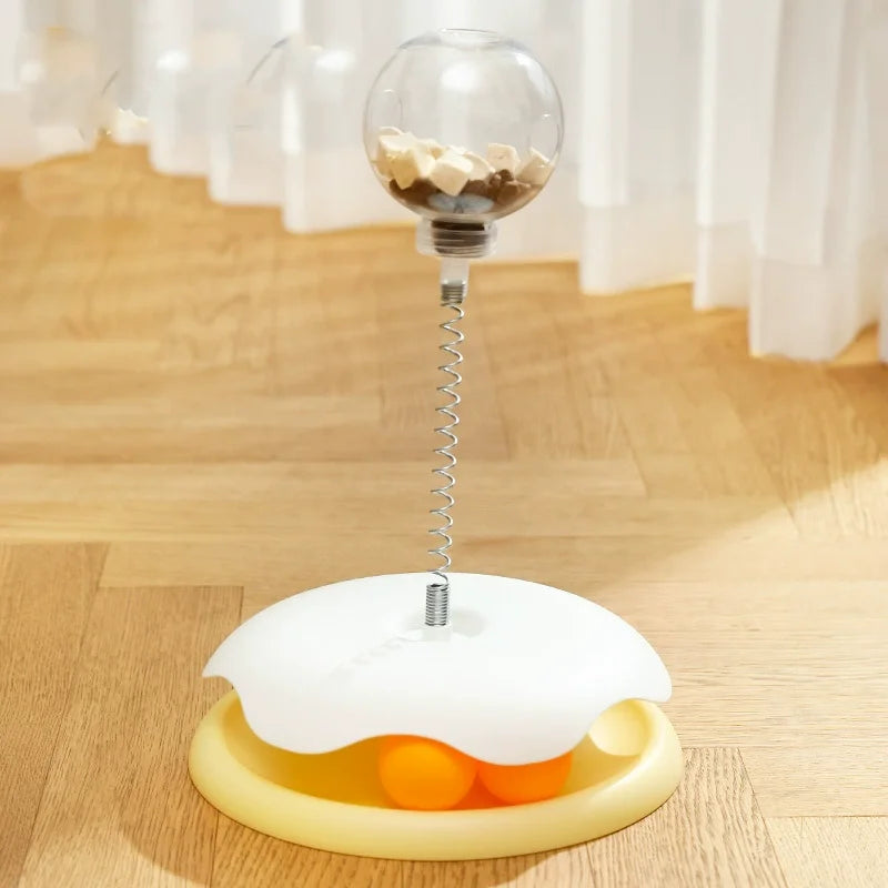 Pet Cat Toys Slow Feeder Food Leaking Ball Turntable 360° Rotation Smooth Round Fun Gameplay Relieves Boredom For Cats
