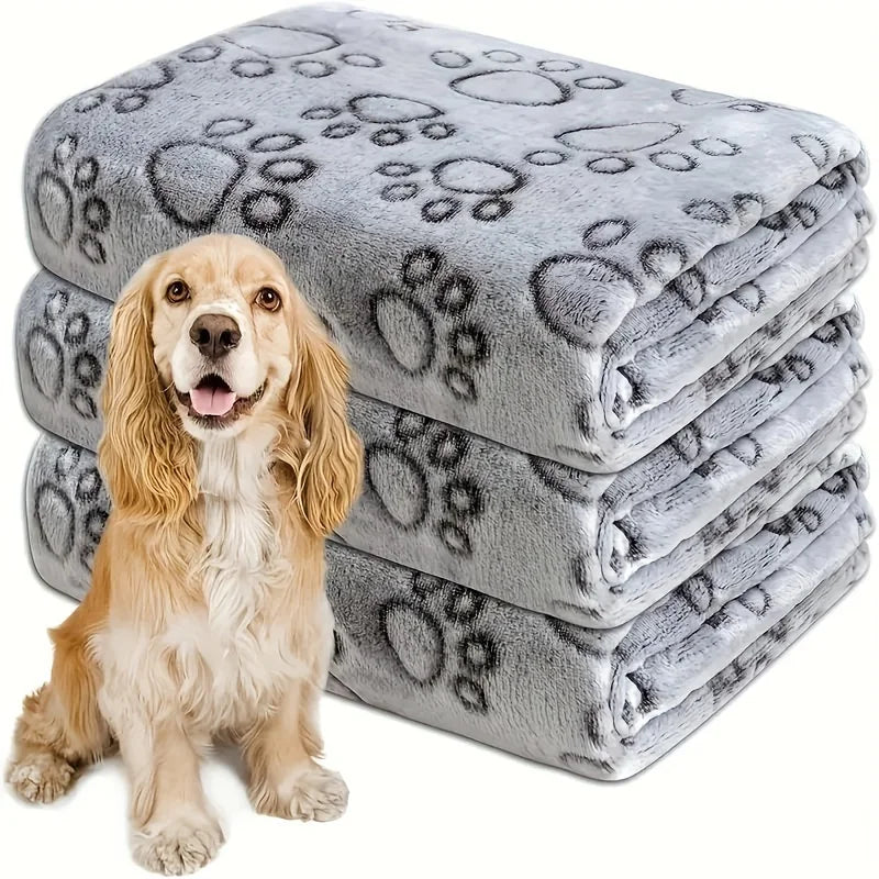Soft Flannel Pet Blanket for Dogs Cats Plush Mat Dog Paw Print for Cats Dog  High Quality Dog Blanket Pet Mat Warm Dog Supplies