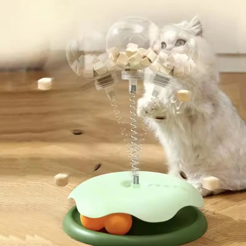Pet Cat Toys Slow Feeder Food Leaking Ball Turntable 360° Rotation Smooth Round Fun Gameplay Relieves Boredom For Cats