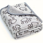 Pet Blanket to Keep Warm, Cut Flower Footprint Blanket, Cat and Dog Mat, Flannel Embossed Pet Blanket
