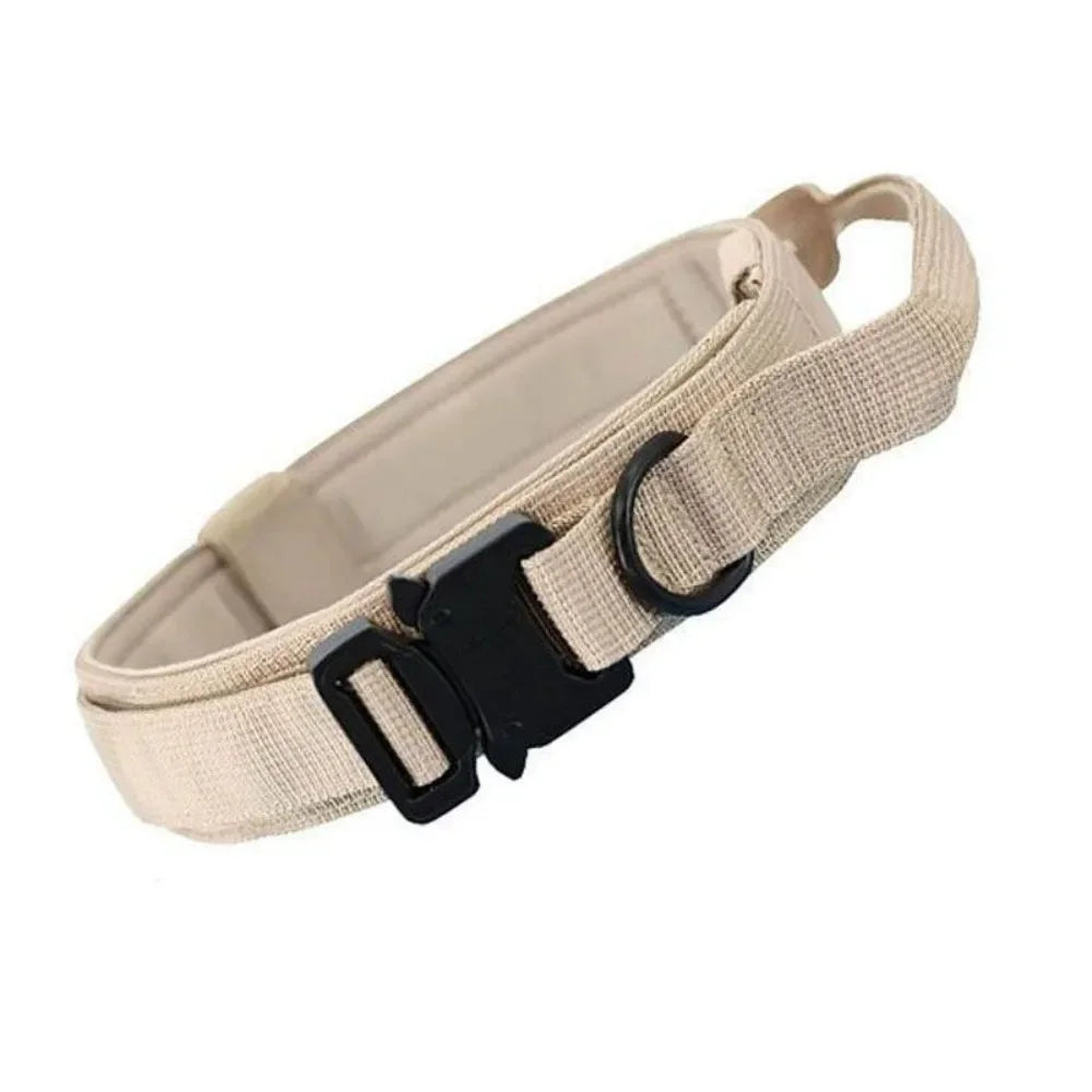 Tactical Dog Collar, Heavy Duty Nylon Collar with Metal Buckle & D Ring, Adjustable Training Collar for Medium Large Dogs
