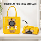 Pet Carrier Tote Bag for Cats and Small Dogs, Cute Plush Head-Out Shoulder Bag with Safety Tether, Foldable for Travel & Walking