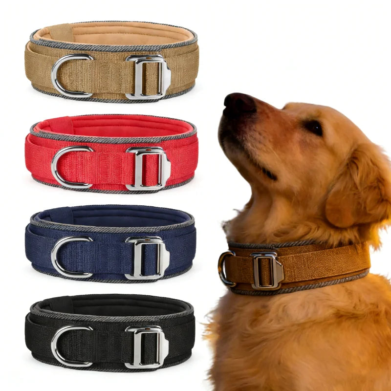 New Tactical Dog Collar Adjustable Military Training Nylon Dog Collar with Control Handle and Heavy Metal Buckle for Large Dogs