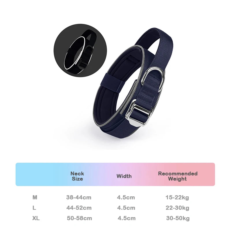 New Tactical Dog Collar Adjustable Military Training Nylon Dog Collar with Control Handle and Heavy Metal Buckle for Large Dogs
