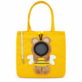 Pet Carrier Tote Bag for Cats and Small Dogs, Cute Plush Head-Out Shoulder Bag with Safety Tether, Foldable for Travel & Walking