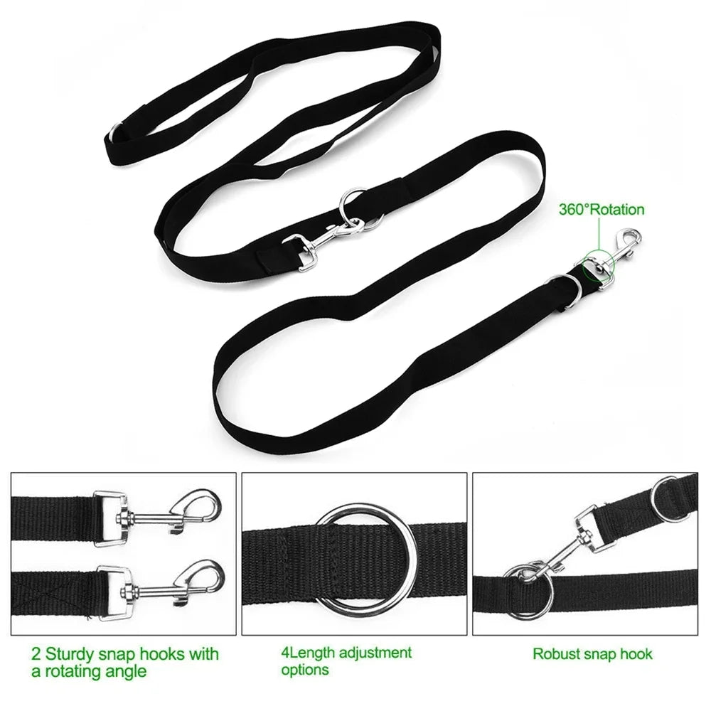 2.5M Outdoor Dog Leashes Dog Chain Control Dog Lead Leash Adjustable Training Double Ended Police Style Safety Pet Dogs Walking